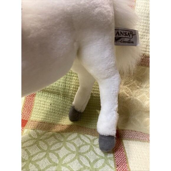 Vintage HANSA White Pegasus Plush Stuffed Animal Toy Posable Legs Hand Crafted - Picture 5 of 16